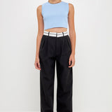 GREY LAB-Knit Crew Neck Cropped Tank Top-CAMI TOPS & TANK available at Objectrare