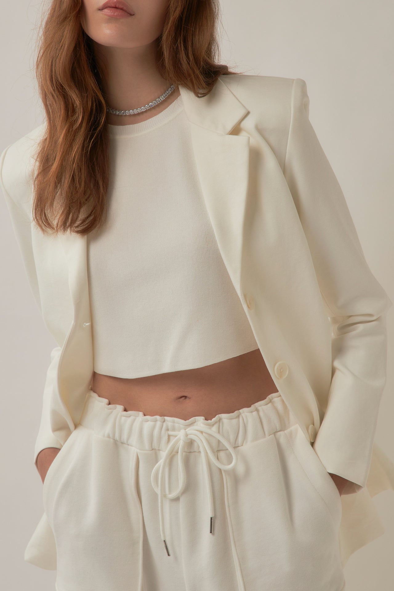 GREY LAB-Knit Crew Neck Cropped Tank Top-CAMI TOPS & TANK available at Objectrare