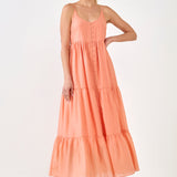 Button Detail Tiered Maxi Dress