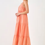 Button Detail Tiered Maxi Dress