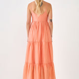 Button Detail Tiered Maxi Dress