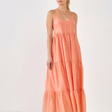 Button Detail Tiered Maxi Dress