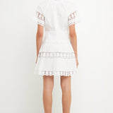 Lace Trim Mini Dress with Front Bow