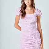 Ruched Mini Dress with Cap Sleeves