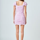 Ruched Mini Dress with Cap Sleeves