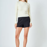 Ribbed Detail Hoodie Sweater