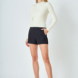 Ribbed Detail Hoodie Sweater