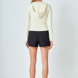 Ribbed Detail Hoodie Sweater