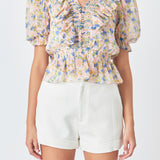 Ruffle Bodice top with Puff Sleeves