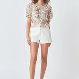 Ruffle Bodice top with Puff Sleeves
