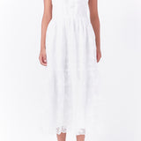 Floral Embroidery Organza Midi Dress