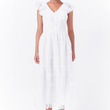 Floral Embroidery Organza Midi Dress