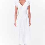 Floral Embroidery Organza Midi Dress