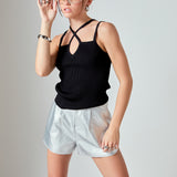 Strap Detail Fitted Knit Top