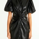 Short-Sleeve Faux Leather Mini Dress