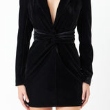 Long-Sleeved Velvet Mini Dress