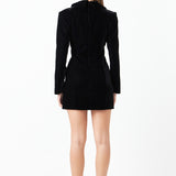 Long-Sleeved Velvet Mini Dress
