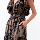 Animal Printed Ruffled Maxi Dress