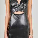 Stretch PU Cut-out Mini Dress
