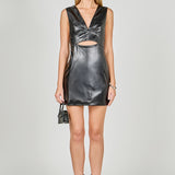 Stretch PU Cut-out Mini Dress