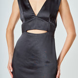 Satin Cut-Out Mini Dress