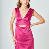 Satin Cut-Out Mini Dress