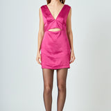 Satin Cut-Out Mini Dress