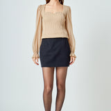 Organza Sleeve Knit Top