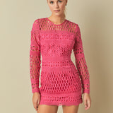 Long Sleeve Crochet Mini Dress