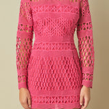 Long Sleeve Crochet Mini Dress