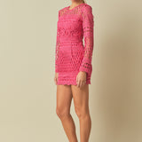 Long Sleeve Crochet Mini Dress