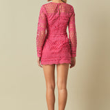 Long Sleeve Crochet Mini Dress