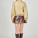 Faux Leather Jacket with Gold Buttons