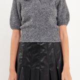 Short-Sleeve Collared Sweater