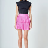 Shiny Pu Pleated Mini Skirt