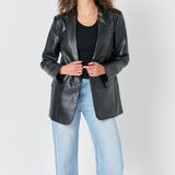 Faux Leather Blazer