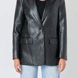 Faux Leather Blazer