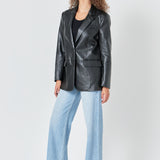 Faux Leather Blazer
