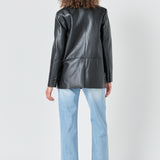 Faux Leather Blazer