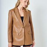 Faux Leather Blazer