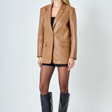 Faux Leather Blazer