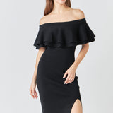 Off the Shoulder Ruffle Maxi Dress