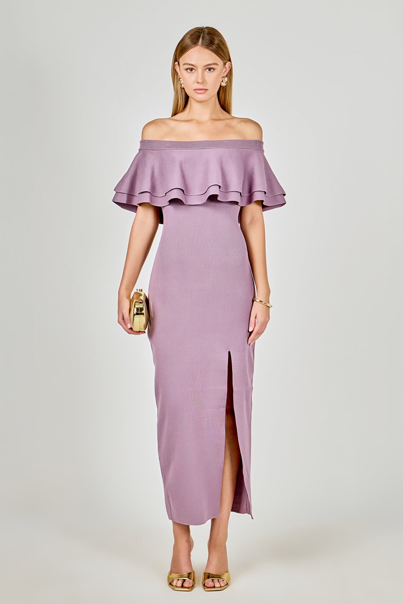 off the shoulder ruffle maxi dress Periwinkle Tulle Appliques Off-the-Shoulder Ruffle Long Prom Dress Blue / 18 / Tulle