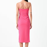 Asymmetrical Strap Shirred Knit Dress