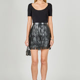 Faux Leather Fringe Mini Skirt