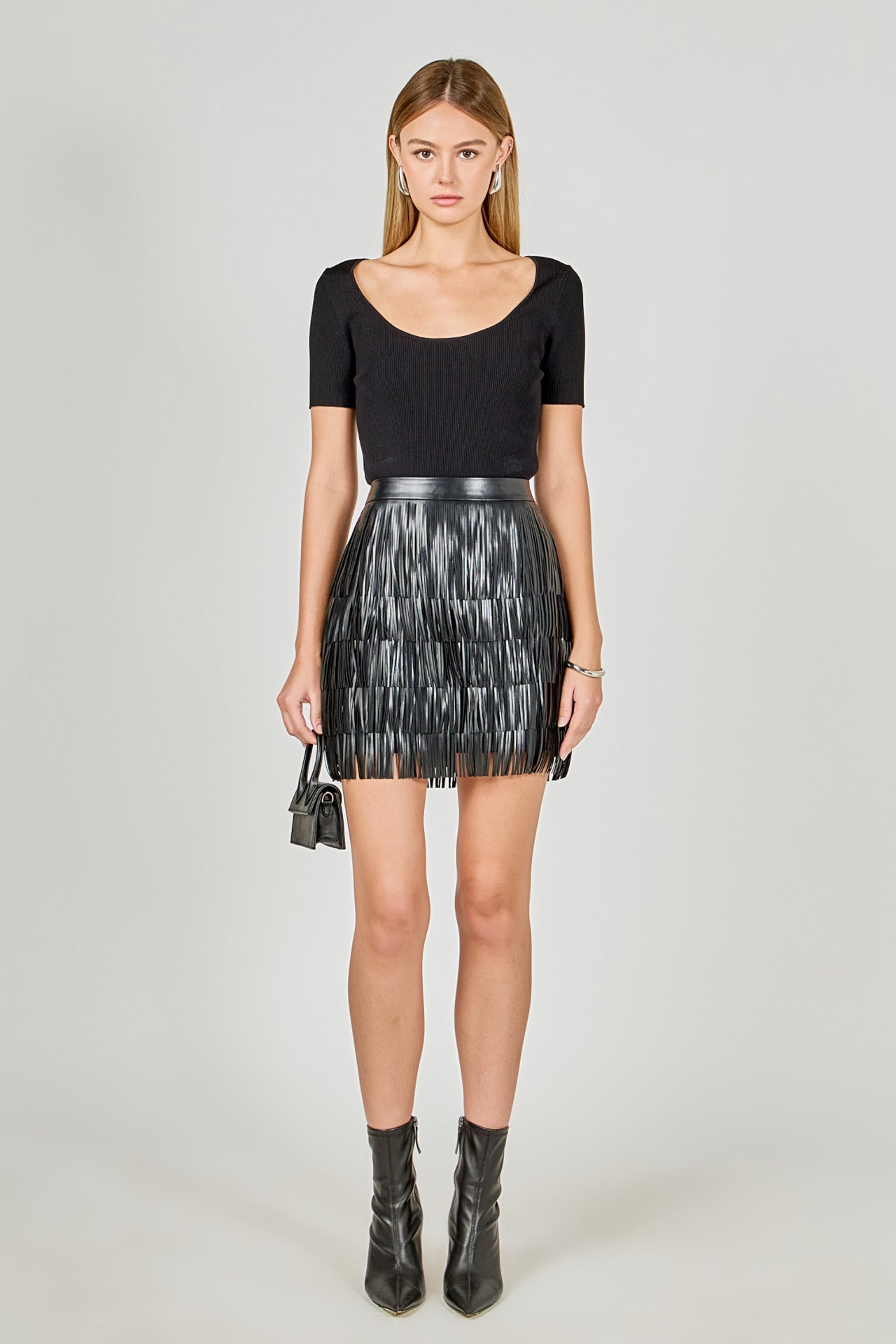 Faux Leather Fringe Mini Skirt – Endless Rose