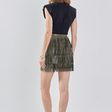 Faux Leather Fringe Mini Skirt