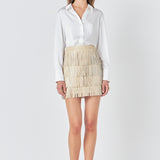 Faux Leather Fringe Mini Skirt