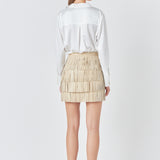 Faux Leather Fringe Mini Skirt
