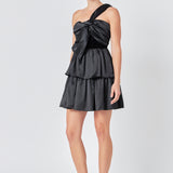 One-Shoulder Satin Mini Dress